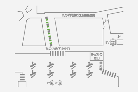 J・AD東京駅丸の内地下連絡通路位置イメージ