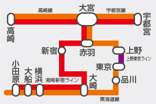 JR 東海道線・宇都宮線・高崎線（湘南新宿 上野東京ライン）路線図